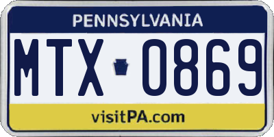 PA license plate MTX0869