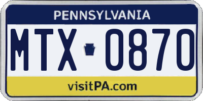 PA license plate MTX0870
