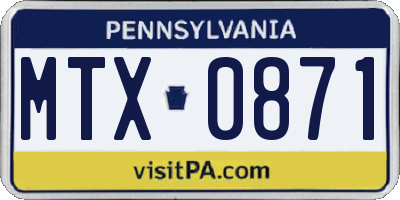 PA license plate MTX0871