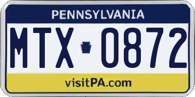 PA license plate MTX0872