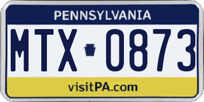 PA license plate MTX0873