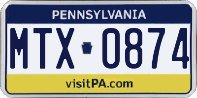 PA license plate MTX0874