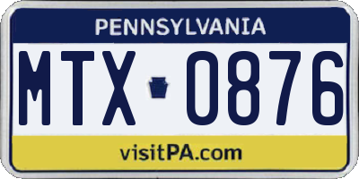 PA license plate MTX0876