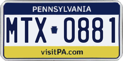 PA license plate MTX0881