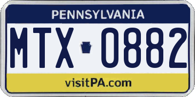 PA license plate MTX0882