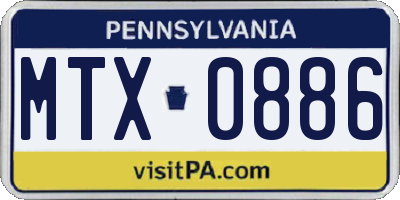 PA license plate MTX0886