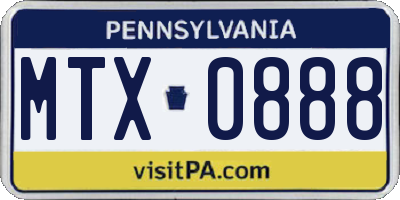 PA license plate MTX0888