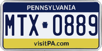 PA license plate MTX0889
