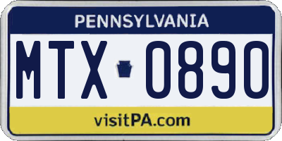 PA license plate MTX0890