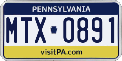PA license plate MTX0891