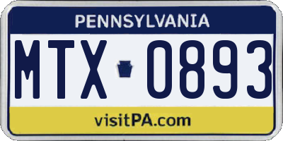 PA license plate MTX0893