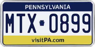PA license plate MTX0899