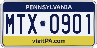 PA license plate MTX0901