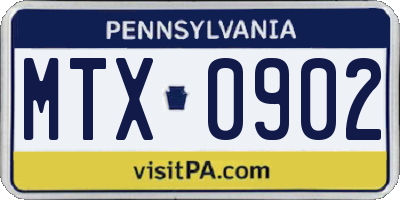 PA license plate MTX0902