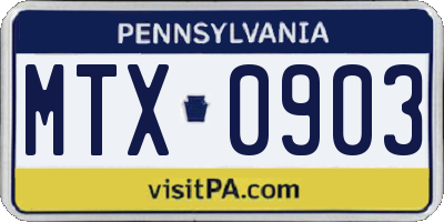 PA license plate MTX0903