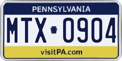 PA license plate MTX0904