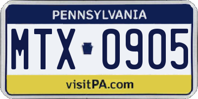 PA license plate MTX0905