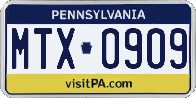 PA license plate MTX0909