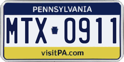 PA license plate MTX0911
