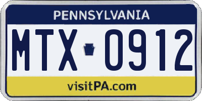 PA license plate MTX0912