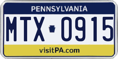 PA license plate MTX0915
