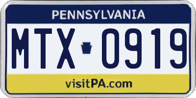 PA license plate MTX0919