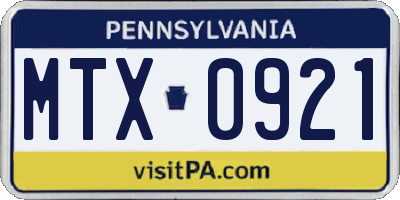 PA license plate MTX0921