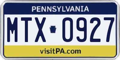 PA license plate MTX0927