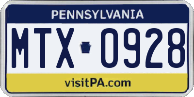 PA license plate MTX0928