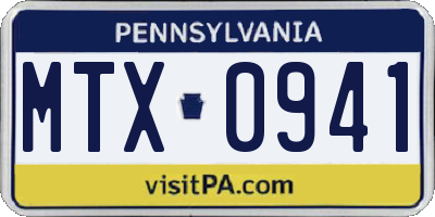 PA license plate MTX0941