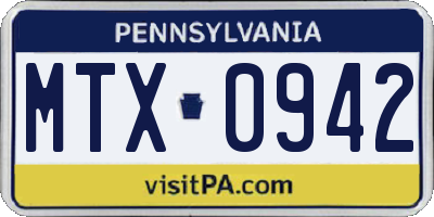 PA license plate MTX0942