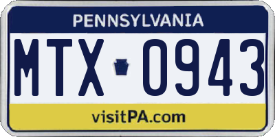 PA license plate MTX0943