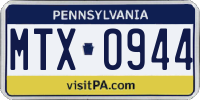 PA license plate MTX0944