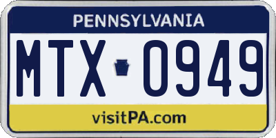 PA license plate MTX0949