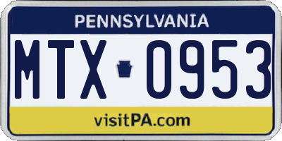 PA license plate MTX0953