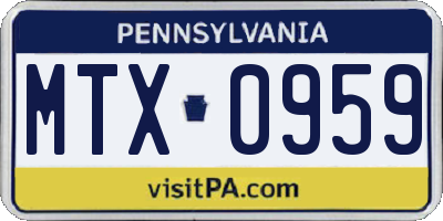 PA license plate MTX0959