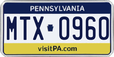 PA license plate MTX0960