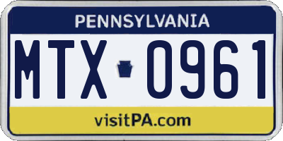 PA license plate MTX0961