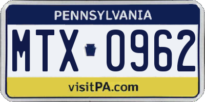 PA license plate MTX0962