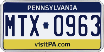 PA license plate MTX0963