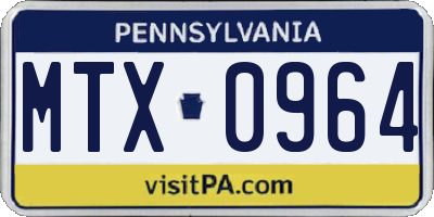 PA license plate MTX0964