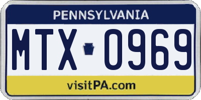 PA license plate MTX0969