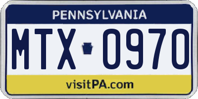 PA license plate MTX0970