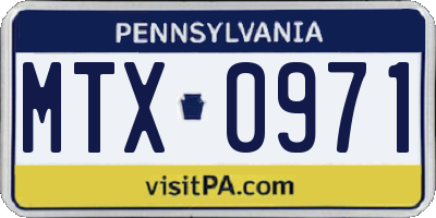 PA license plate MTX0971