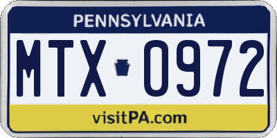 PA license plate MTX0972