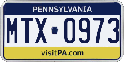 PA license plate MTX0973