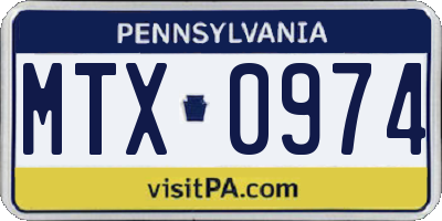 PA license plate MTX0974