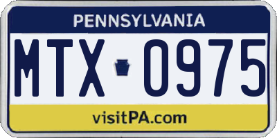 PA license plate MTX0975
