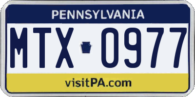 PA license plate MTX0977