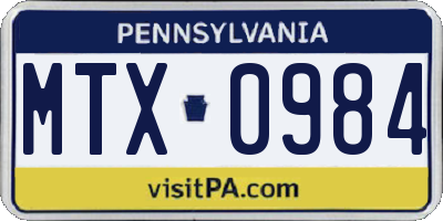 PA license plate MTX0984